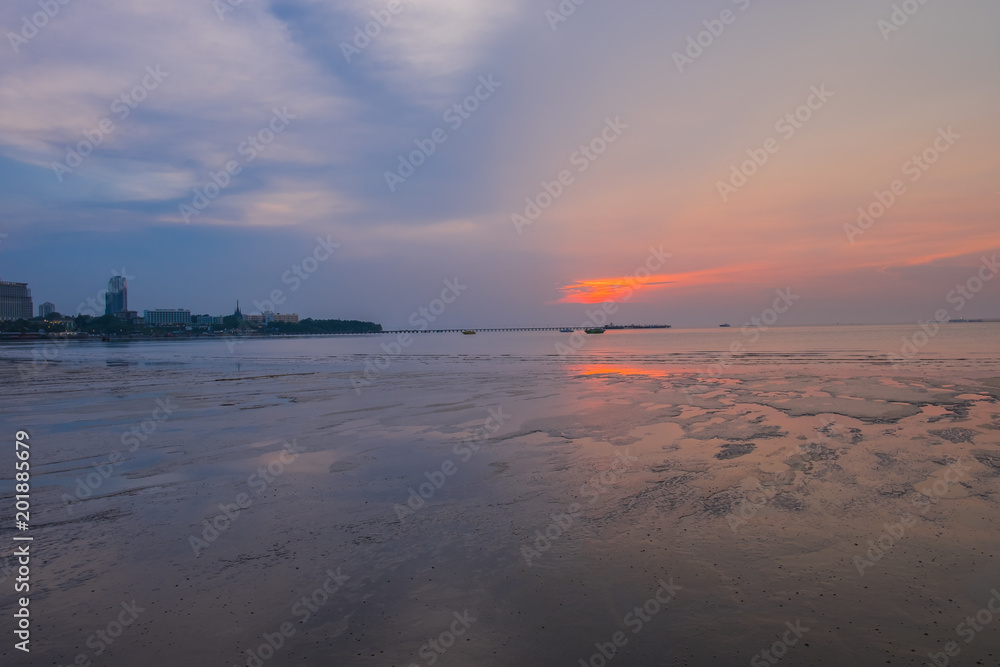 Chad beach with sky Sunset,Thailand