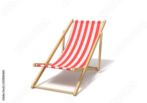 Photo 3d rendering of a white red deckchair isolated on a white background