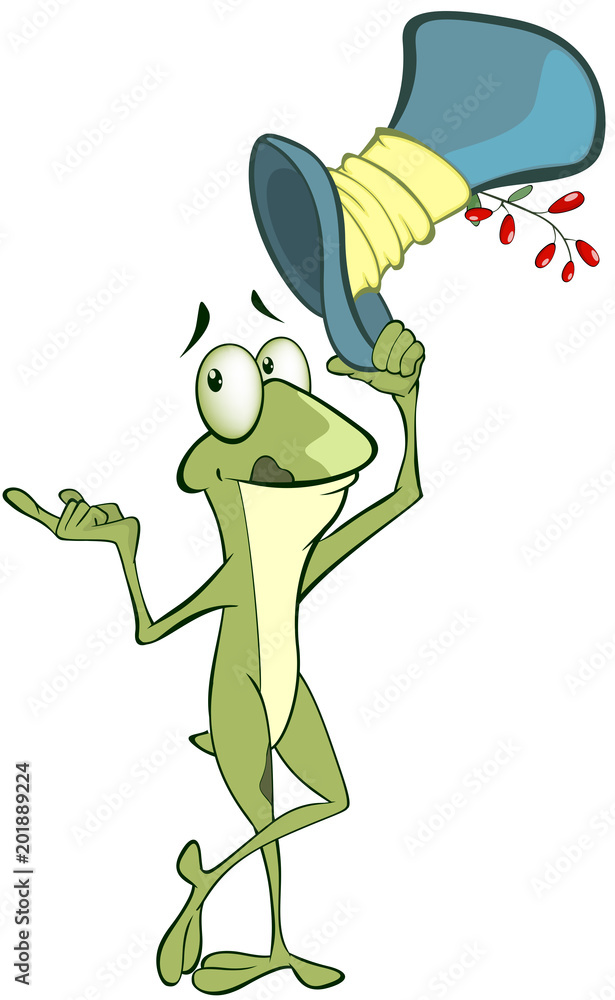 Obraz premium Illustration of a Cute Green Frog. Cartoon Character