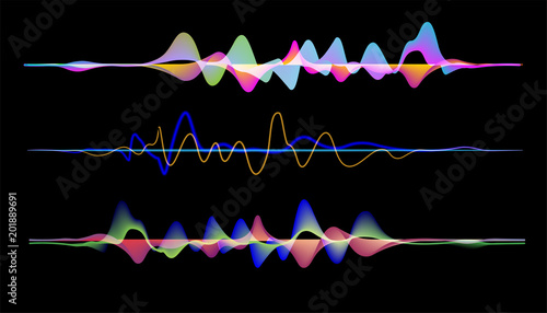 Audio digital equalizer technology, pulse musical.abstract of sound wave , light frequencies or bright equalizer . Neon colorful digital musical bar for technology concept