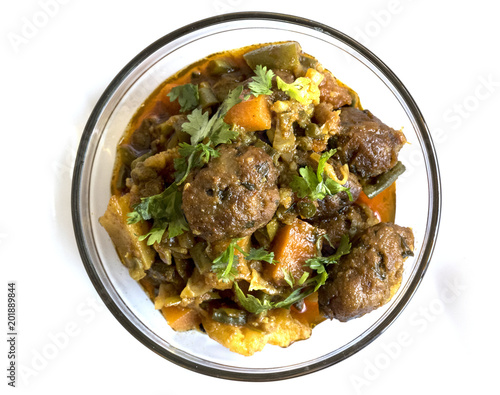 Undhiyu - Gujarati mixed vegetable winter specialty - Indian Cuisine, selective focus Top down view