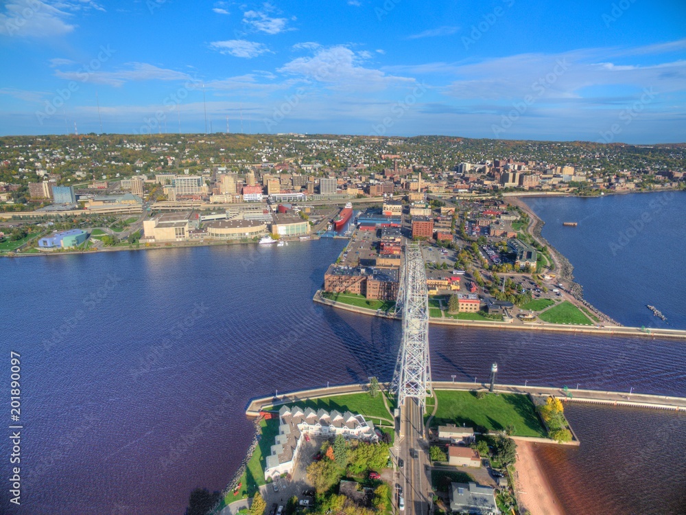 Naklejka premium Duluth is a popular Tourist Destination in the Upper Midwest on the Shores of Lake Superior in Far North Minnesota