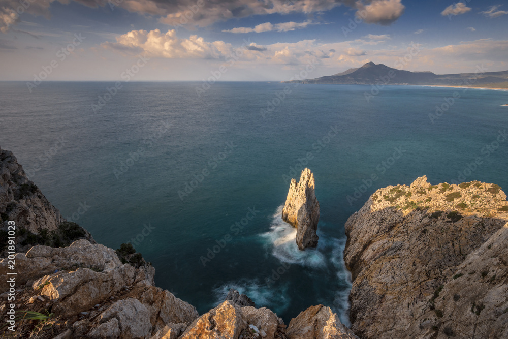 The eagle nest, rocks and cliffs in Buggerru coastline, Sardinia