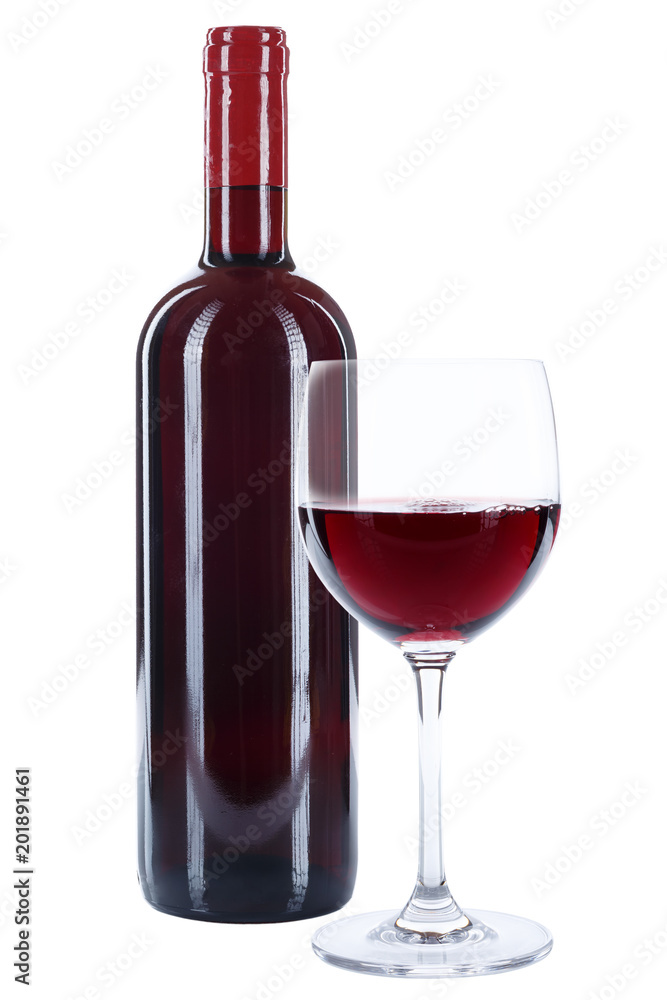 Wine bottle glass red alcohol isolated on white Wine bottle glass red alcohol isolated on white