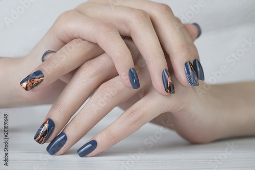 Beautiful Nail Art Manicure. Nail designs with decoration.Manicure nail paint.