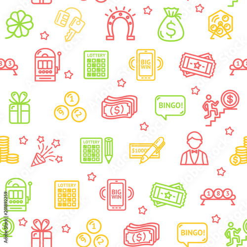 Lotto Signs Seamless Pattern Background. Vector