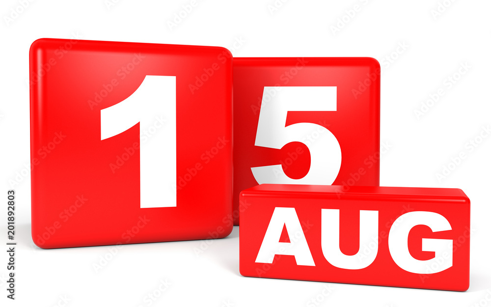 August 15. Calendar on white background. August 15. Calendar on white background.