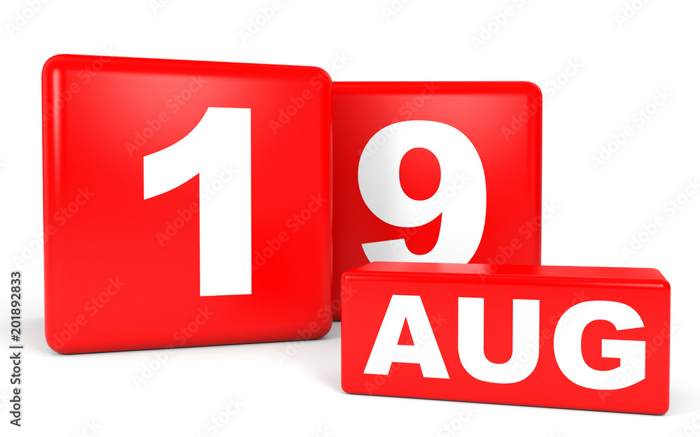 August 19. Calendar on white background. August 19. Calendar on white background.