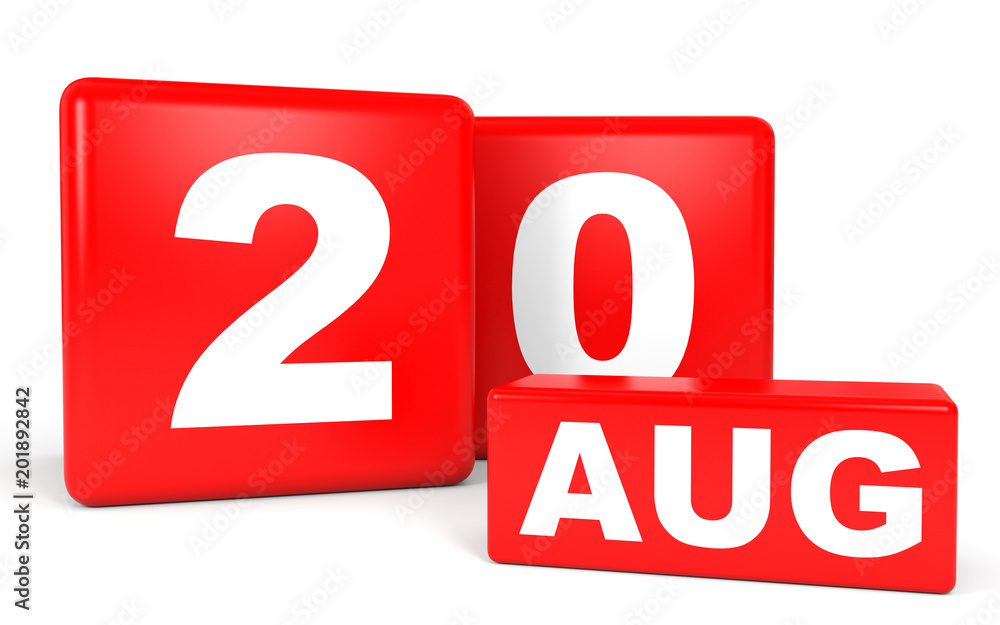 August 20. Calendar on white background. August 20. Calendar on white background.