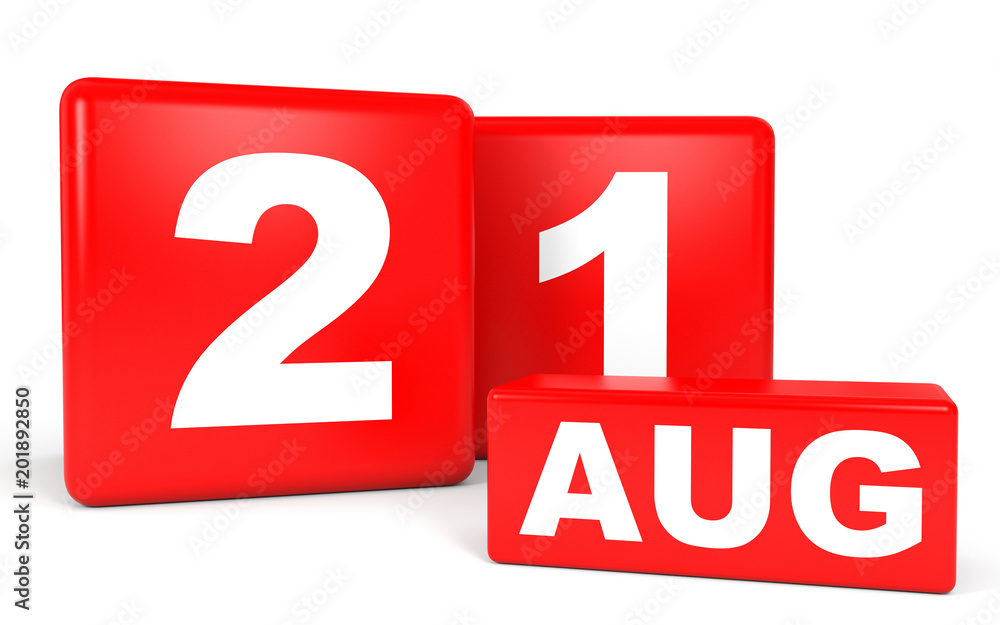 August 21. Calendar on white background. August 21. Calendar on white background.