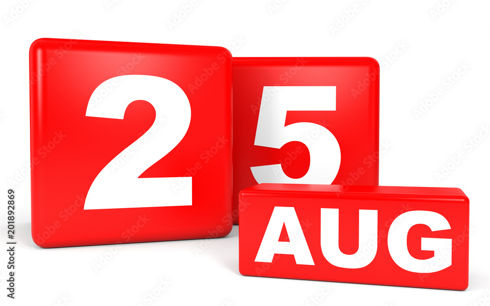 August 25. Calendar on white background. August 25. Calendar on white background.