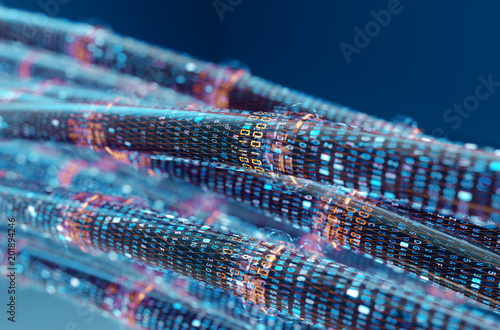Concept image of cables and connections for data transfer in the digital world.3d rendering. photo