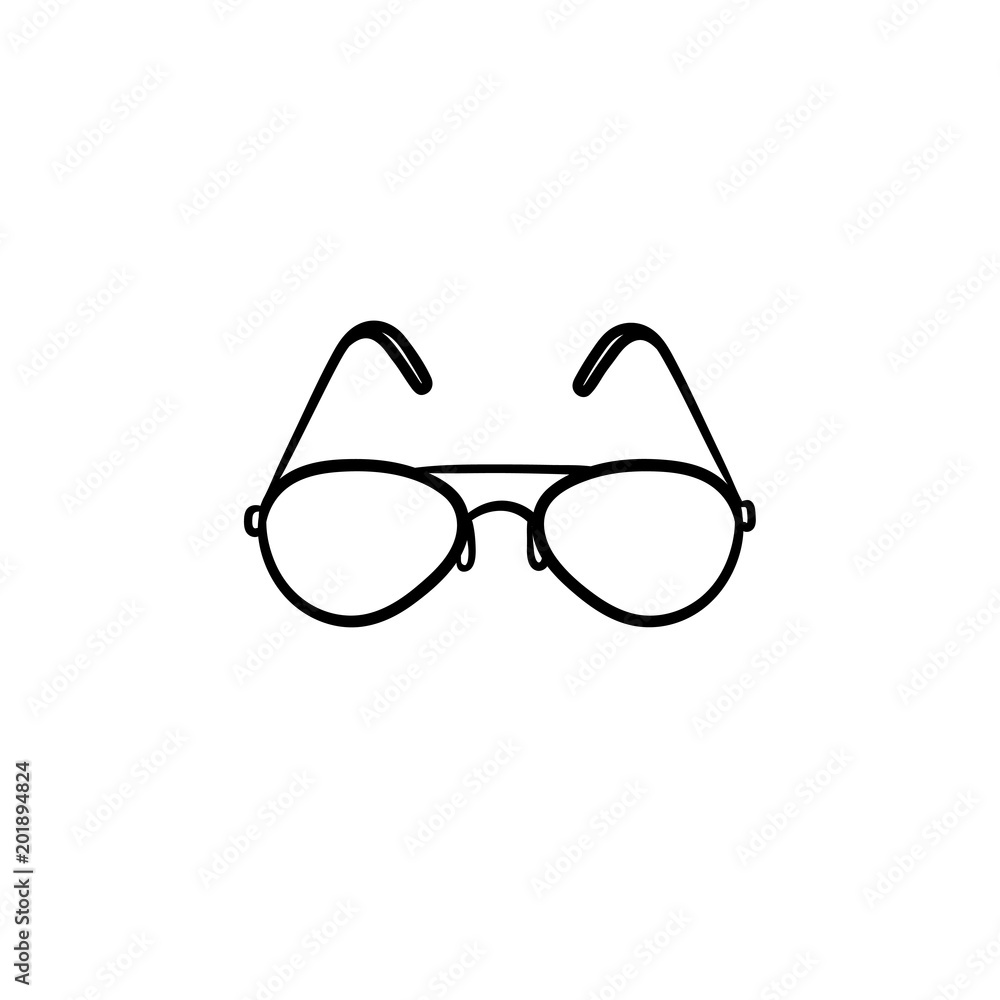 Eyeglasses hand drawn outline doodle icon. Sun glasses vector sketch illustration for print, web, mobile and infographics isolated on white background. Eyeglasses hand drawn outline doodle icon. Sun glasses vector sketch illustration for print, web, mobile and infographics isolated on white background.