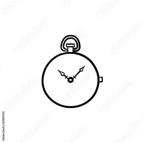 Pocket watch hand drawn outline doodle icon. Vector sketch illustration of pocket watch for print, web, mobile and infographics isolated on white background.