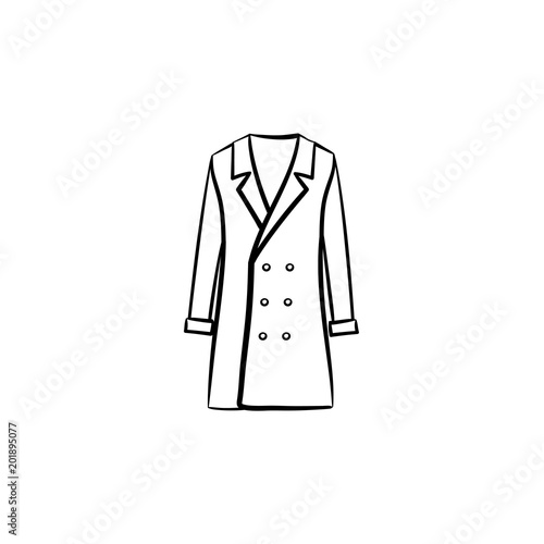 Coat hand drawn outline doodle icon. Autumn female outerwear - coat vector sketch illustration for print, web, mobile and infographics isolated on white background.