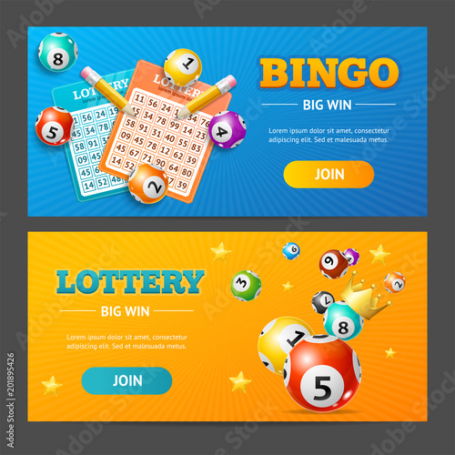 Realistic Lotto Banner Horizontal Set. Vector