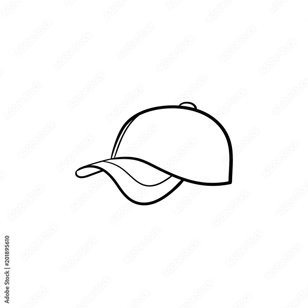 Vecteur Stock Baseball hat hand drawn outline doodle icon. Cap vector