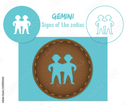 Gemini. Signs of the zodiac. Laser cutting. Can be applied to wood, metal, leather, paper, cardboard, plastic