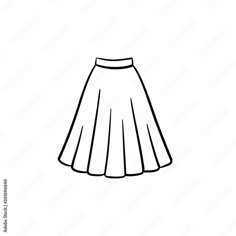 Skirt hand drawn outline doodle icon. Female dress vector sketch