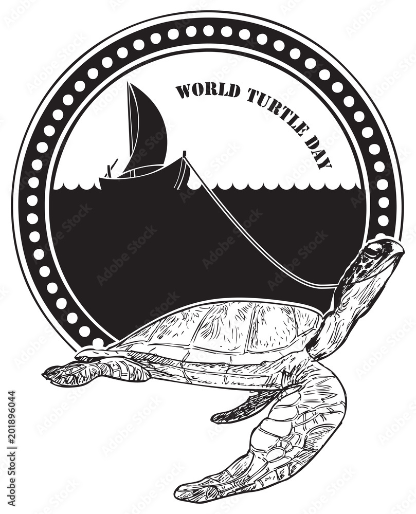 Naklejka premium Stamp World Turtle Day