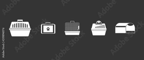 Pet cage icon set vector white isolated on grey background 