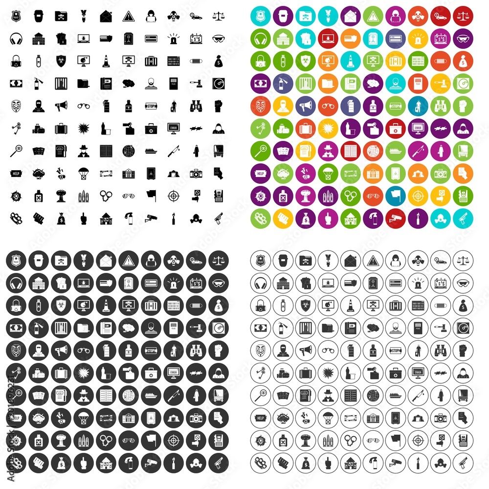 100 crime icons set vector in 4 variant for any web design isolated on white 100 crime icons set vector in 4 variant for any web design isolated on white