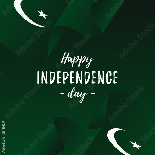Banner or poster of Pakistan independence day celebration. Pakistan flag. Vector illustration.