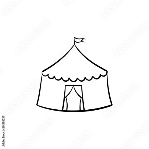 Vector hand drawn Circus tent outline doodle icon. Marquee sketch illustration for print, web, mobile and infographics isolated on white background.