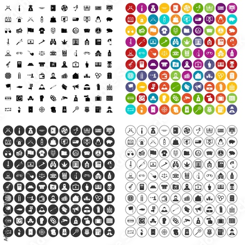 100 criminal offence icons set vector in 4 variant for any web design isolated on white