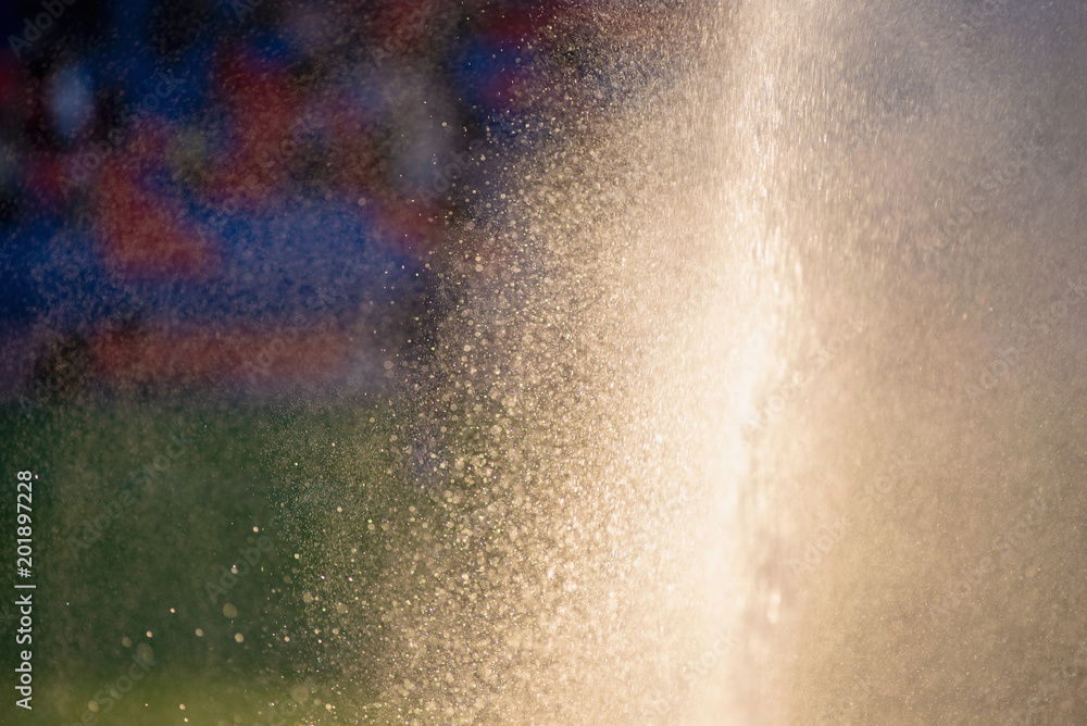 Irrigation turf. Sprinkler watering football field.