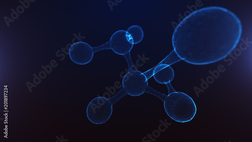 3D illustration of abstract molecule. Concept of science or medicine