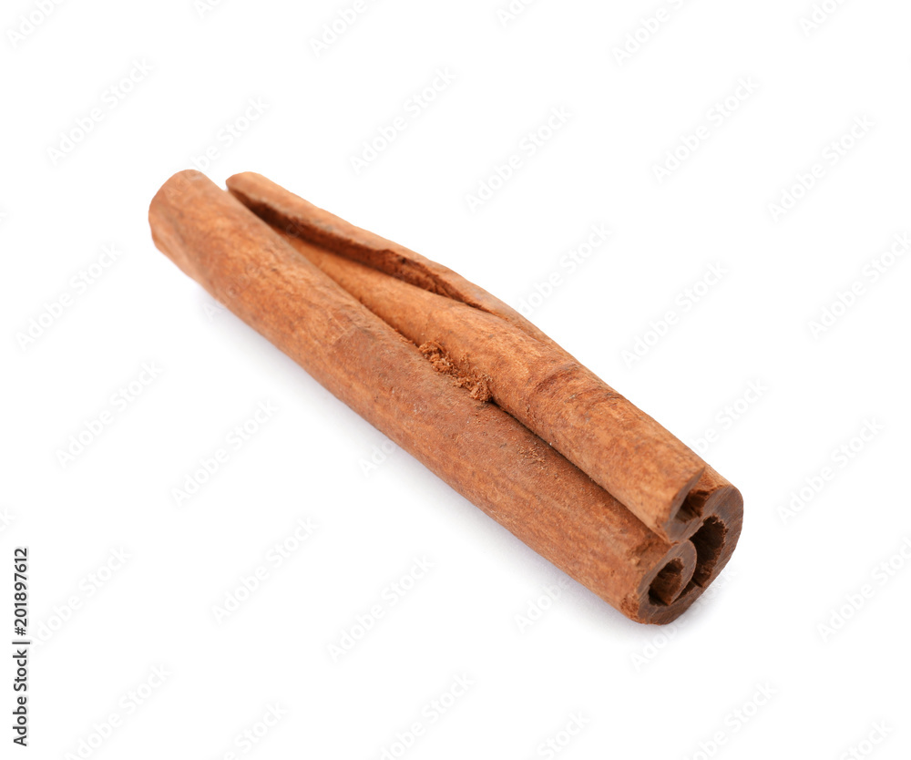 Aromatic cinnamon stick on white background Aromatic cinnamon stick on white background