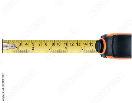 Tape measure isolated. Top view. Realistic vector 3d illustration
