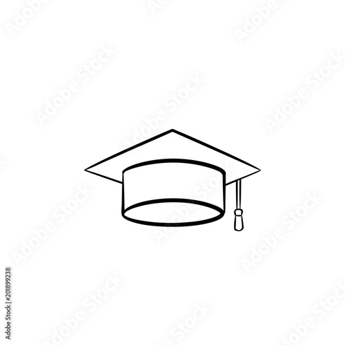 Graduation cap hand drawn outline doodle icon. Vector sketch illustration of graduation hat for print, web, mobile and infographics isolated on white background.