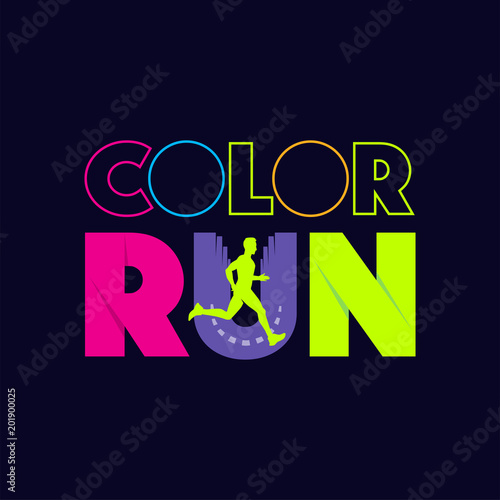 Vector logo symbol runner multicolored abstract shapes colored run dynamics of motion man silhouette.