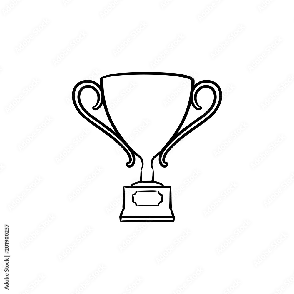 Award hand drawn outline doodle icon. Trophy cup vector sketch illustration for print, web, mobile and infographics isolated on white background. Award hand drawn outline doodle icon. Trophy cup vector sketch illustration for print, web, mobile and infographics isolated on white background.