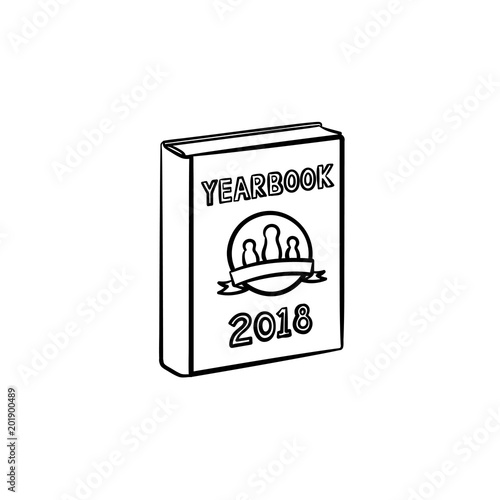 Yearbook hand drawn outline doodle icon. Vector sketch illustration of photo yearbook for print, web, mobile and infographics isolated on white background.