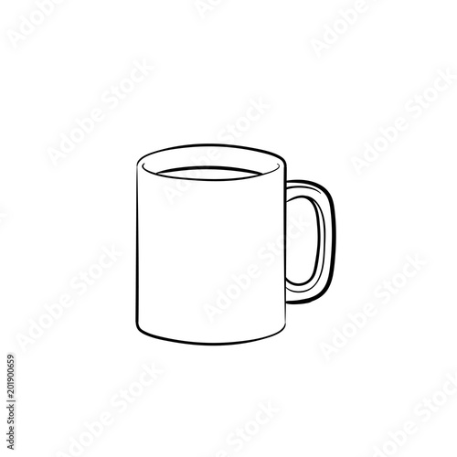 Mug of hot drink hand drawn outline doodle icon. Coffee mug with steam vector sketch illustration for print, web, mobile and infographics isolated on white background. photo