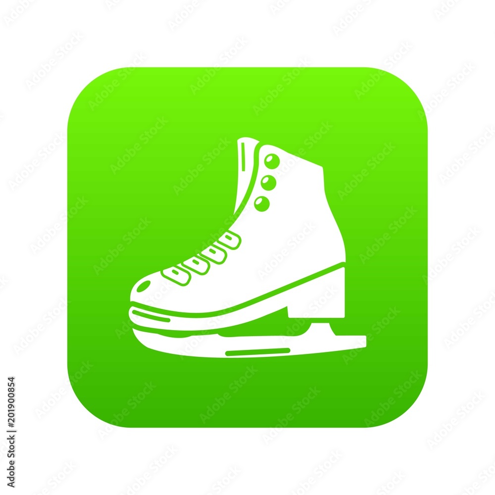 Skates ice icon green vector isolated on white background
