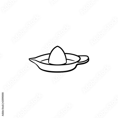 Lemon squeezer hand drawn outline doodle icon. Equipment for making citrus juice - lemon squeezer vector sketch illustration for print, web, mobile and infographics isolated on white background.