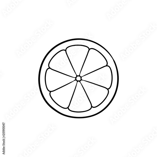 Slice of lemon hand drawn outline doodle icon. Vector sketch illustration of lemon for print, web, mobile and infographics isolated on white background.