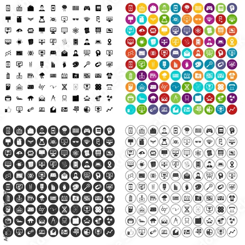 100 data visualization icons set vector in 4 variant for any web design isolated on white