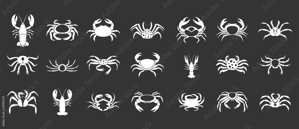 Cancer icon set vector white isolated on grey background Cancer icon set vector white isolated on grey background