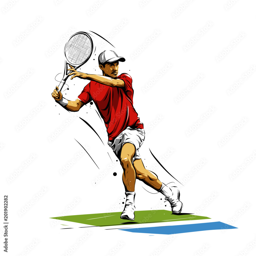 tennis action 4 Stock Vector | Adobe Stock