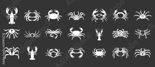 Cancer icon set vector white isolated on grey background 