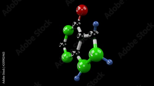 Allopurinol molecule. Molecular structure of allopurinol, gout medicine. Alpha channel. photo