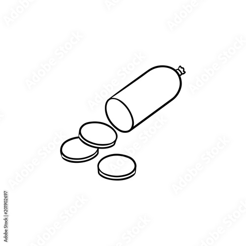 Wurst hand drawn outline doodle icon. Piece of salami wurst vector sketch illustration for print, web, mobile and infographics isolated on white background.