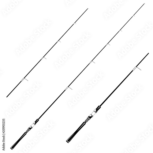 Feeder fishing rods vector black template