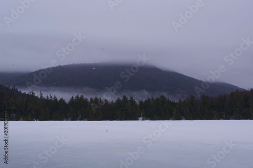 Copperas Pond in the Adirondack Mountains during the winter.