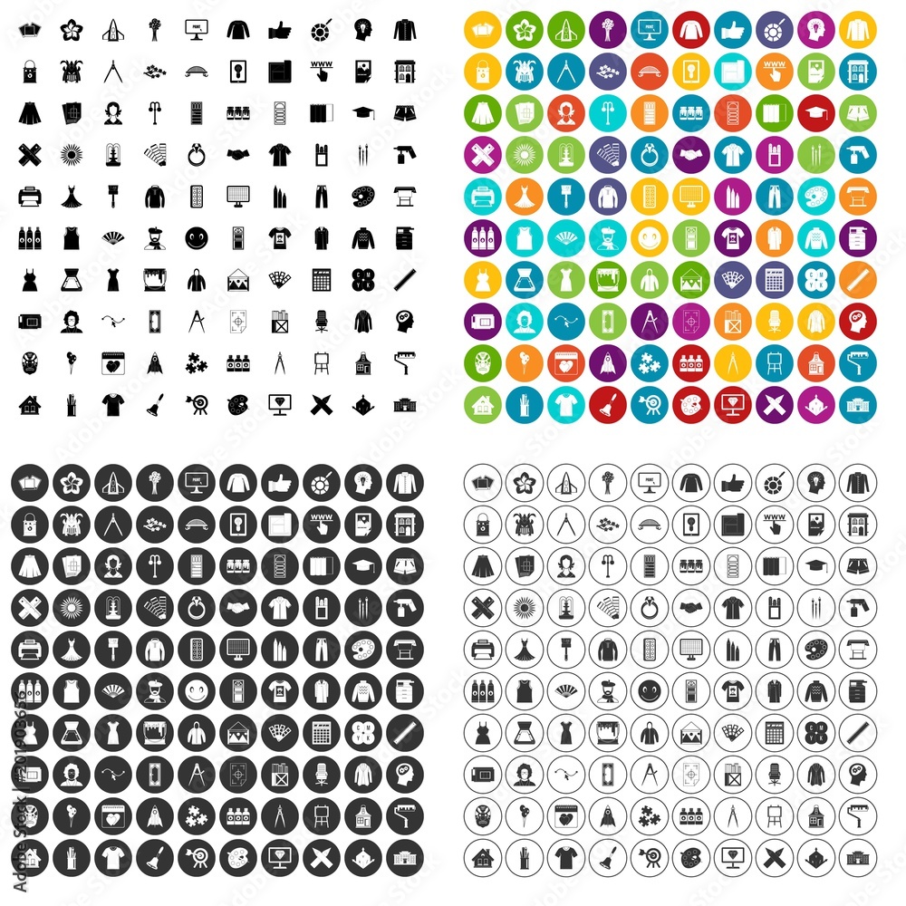 100 design guidance icons set vector in 4 variant for any web design isolated on white